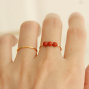 天然南红玛瑙戒指女款 指环开口可调节大号复古不褪色14k包金戒指