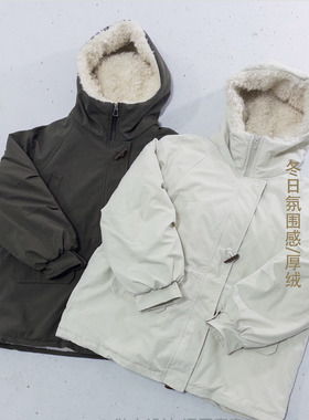大件派克棉服#121310点上新~很扎实羊羔毛内里棉衣牛角扣外套