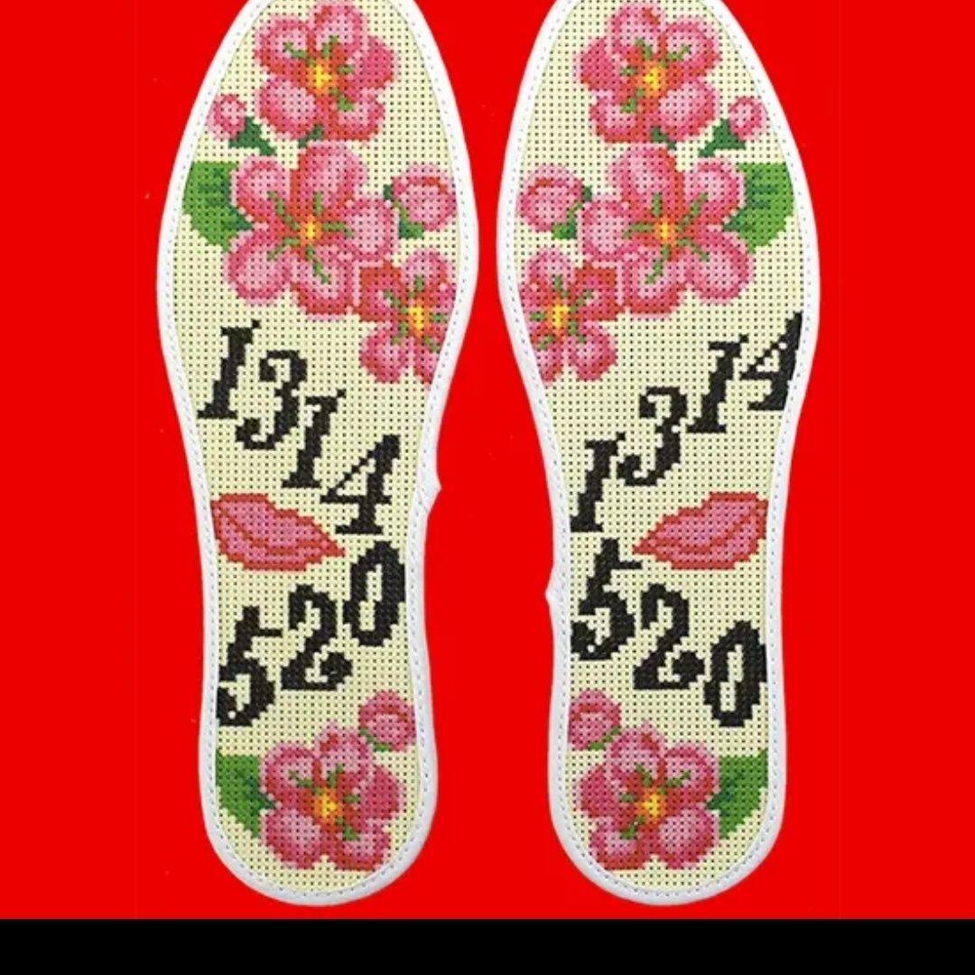 鸿运玫瑰小格花边十字绣鞋垫套装半成品自己绣(花样集10)