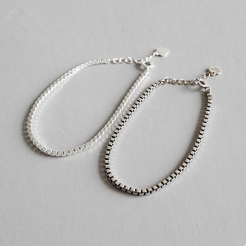 韩版s925纯银ins手链复古做旧