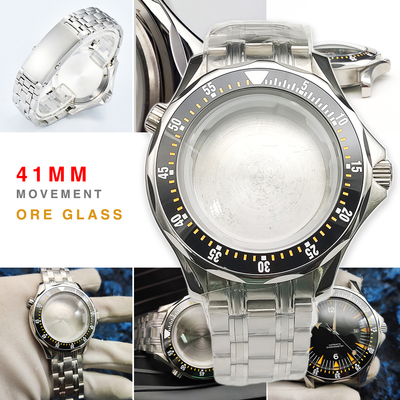 代用手表表壳改装配件NH35A机心钢带机械手表男士表壳31mm字面盘