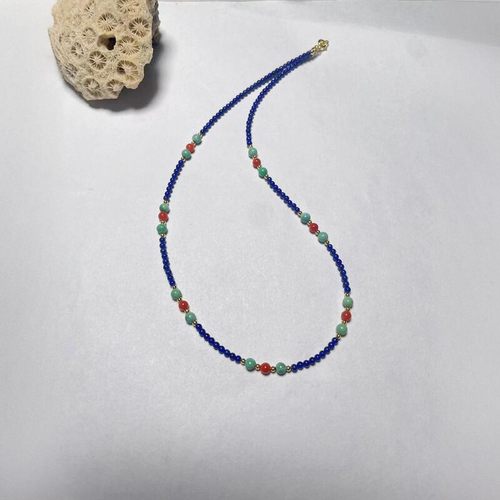 绿松石青金石极细串珠小众颈链