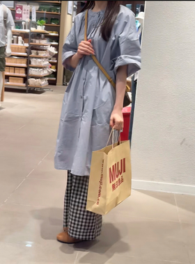 CHIEE 日系复古套装裙女夏宽松长款衬衫裙子叠穿条纹阔腿裤两件套