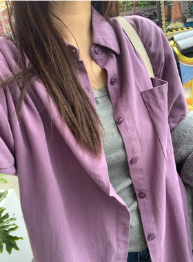 CHIEE 韩系水洗棉衬衫女春夏季慵懒宽松休闲气质叠穿防晒衬衣外套