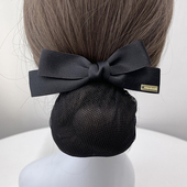 头花女职业护士空姐发网新款 高级银行酒店盘发网兜蝴蝶结工作发夹