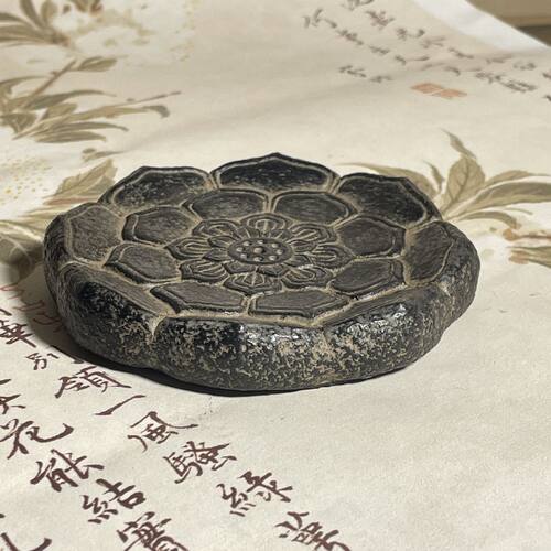 新中式仿古禅意莲花座杯托杯垫仿石复古国风桌面装饰茶宠底座摆件