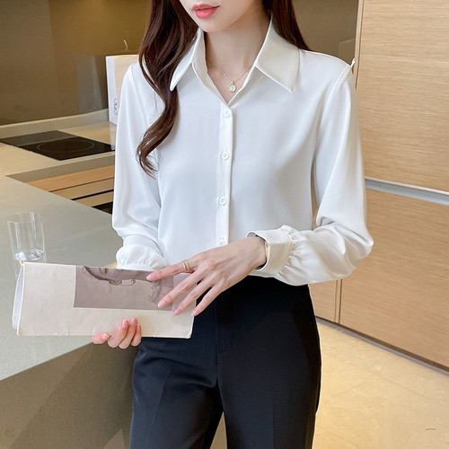 白色衬衫女长袖正装职业工作服