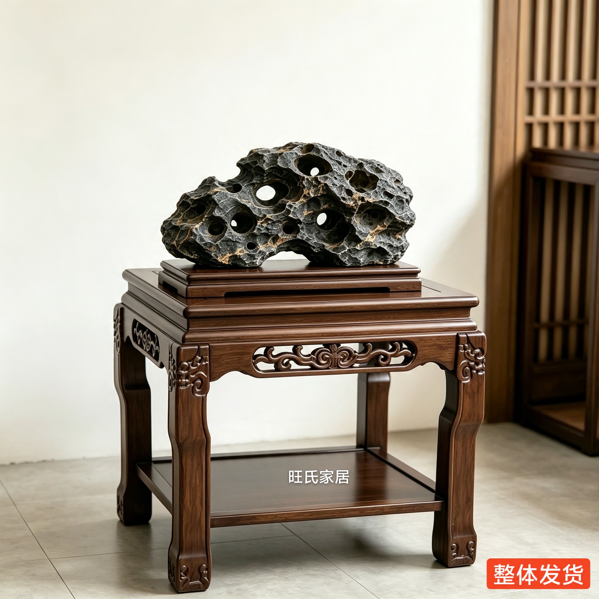 承重底座榆木简约现代风盆景架