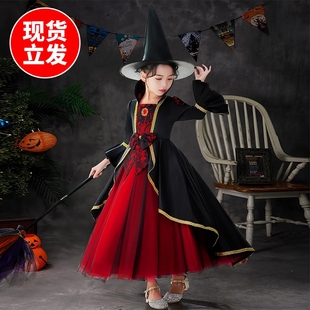 万圣节儿童服装 女童圣诞节女王公主裙女童女巫演出cosplay演出服