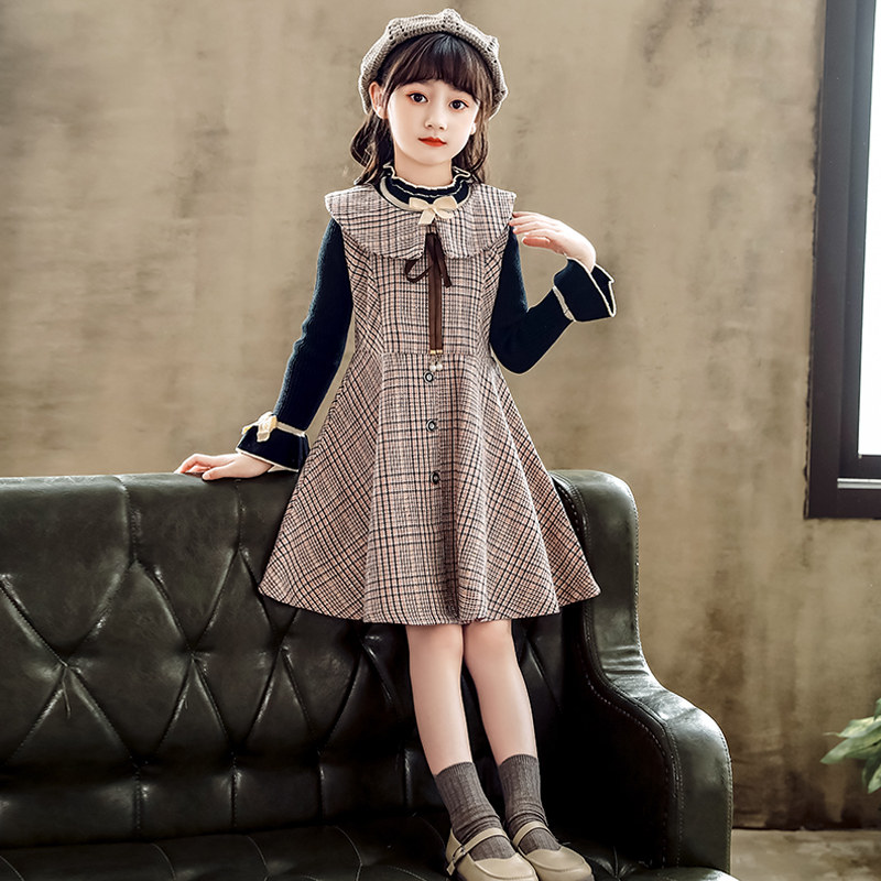 女童秋冬连衣裙2022冬装新款冬裙套装时髦洋气裙子儿童公主裙冬季