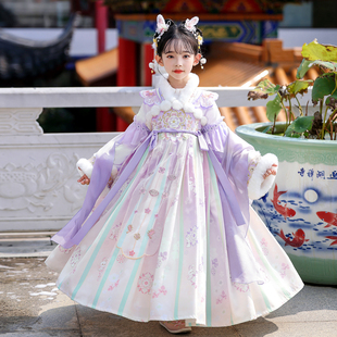 汉服女童冬装拜年服2025新款小女孩新年衣服唐装新中式儿童古装冬
