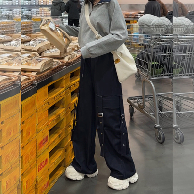 【2026春上新】胖mm显瘦宽松工装风休闲长裤200斤加大码女装_576