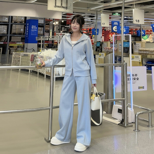 【2026春上新-两件套】胖mm显瘦外套阔腿裤套装200大码女装_503