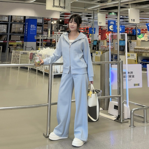【2026春上新-两件套】胖mm显瘦外套阔腿裤套装200大码女装_503