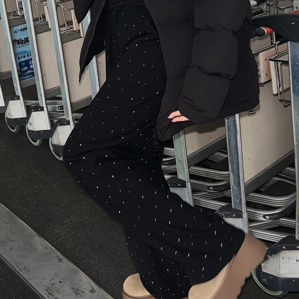 【冬上新】胖mm显瘦亮钻加绒阔腿休闲长裤200斤加大码女装_562,女装/女士精品,休闲裤,淘宝优惠券,粉丝福利购,淘宝优惠卷