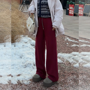 冬上新 女装 胖mm显瘦宽松加绒阔腿裤 200斤大码 _563 休闲长裤