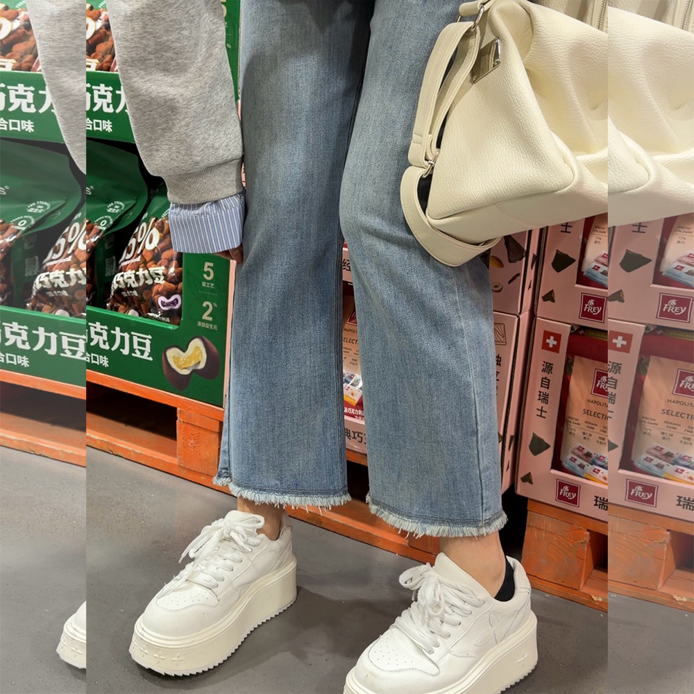 【2026春上新】胖mm显瘦弹力烟管牛仔9分裤200斤加大码女装_1568