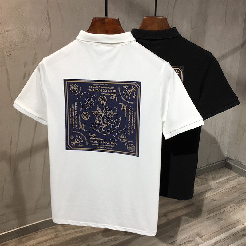 2021潮牌印花新款Polo衫男休闲短袖保罗衫修身复古潮流时尚上衣潮_虎窝淘