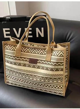 时尚印花女帆布包大容量学生单肩包手提购物袋外出旅行上班通勤包