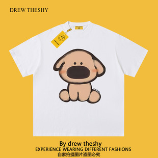 t恤卡通动物印花男女同款 drew theshy美式 潮牌短袖 重磅纯棉宽松衫