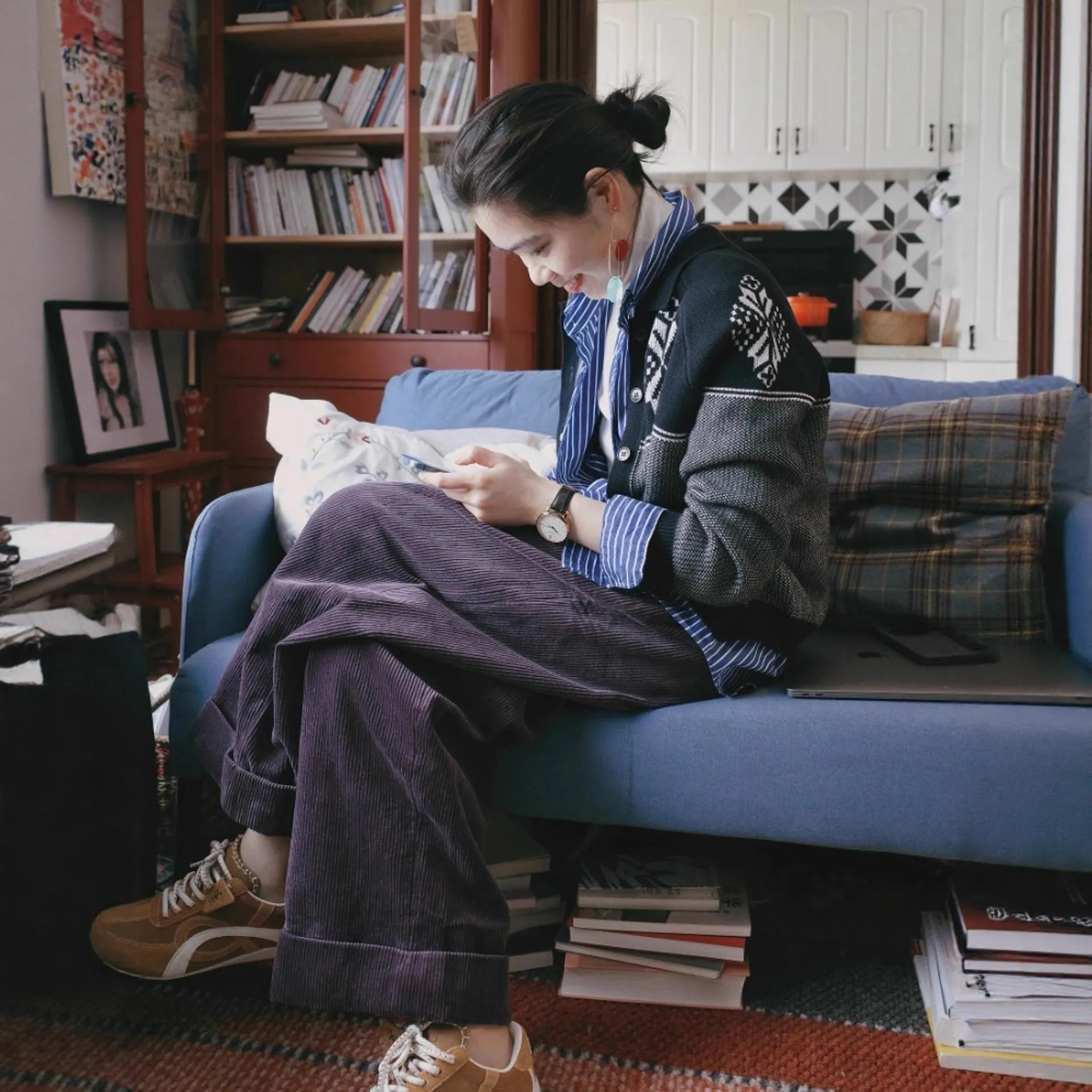 现货 巨好看的早秋漂亮韩系气质灰色费尔岛印花毛衣阔腿裤套装女,女装/女士精品,大码套装,淘宝优惠券,粉丝福利购,淘宝优惠卷