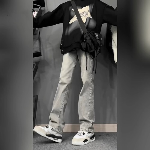 cleanfit烟灰色牛仔裤男夏季