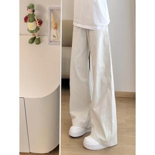 男夏季 斜切休闲裤 潮牌弯刀裤 大码 子 夏季 冰丝宽松直筒阔腿长裤 美式