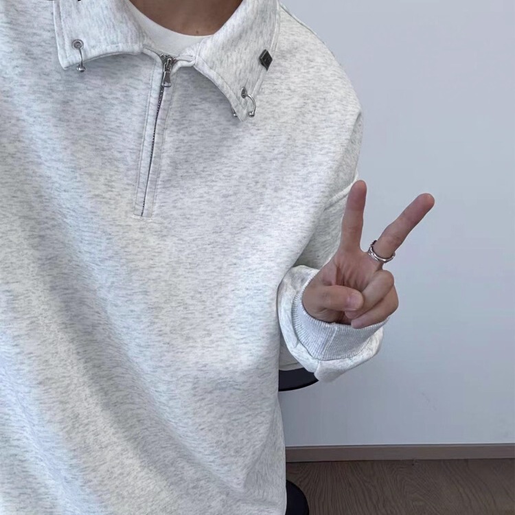 半拉链亨利领卫衣男款秋polo衫