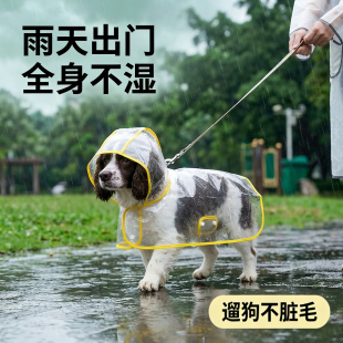 史宾格狗狗专用雨衣透明雨披四脚防水全包包肚子小狗大型犬斗篷
