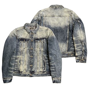 Replay春秋加厚夹棉猫须水洗做旧短款牛仔夹克外套男女同款外套