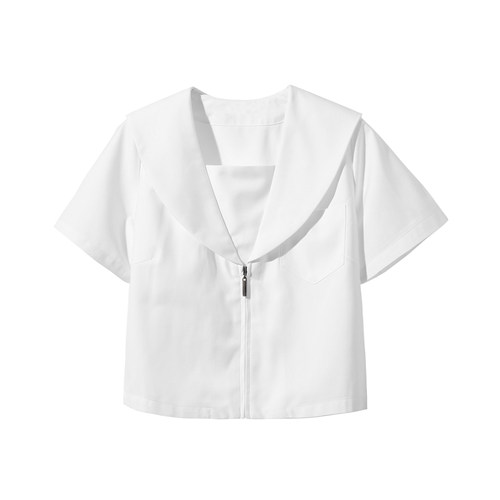 日系正统jk制服关西襟白无本水手服基础款上衣短袖衬衫中间服衬衣