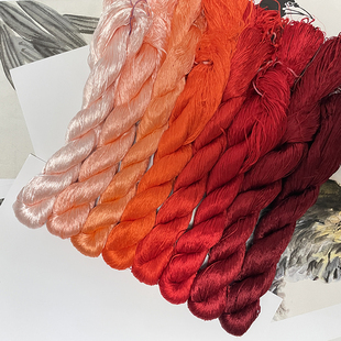 丝滑好梳绒!!升级6A红色系无捻免劈蚕丝线非遗绒花线缠花专用线