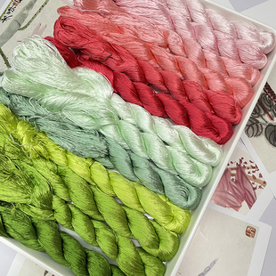 丝滑好梳绒!!升级6A粉绿色系无捻免劈蚕丝线非遗绒花线缠花专用