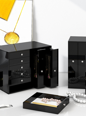 项链首饰盒收纳盒耳环饰品公主耳钉欧式耳饰韩国多层大容量首饰架