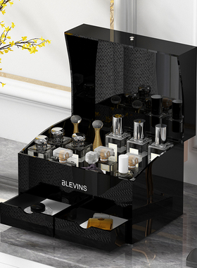 桌面避光香水收纳盒防尘亚克力面膜整理神器大容量口红化妆品置物