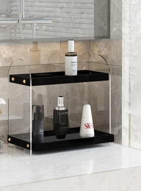 轻奢卫生间台面浴室亚克力护肤品置物架子桌面免安装化妆品收纳盒