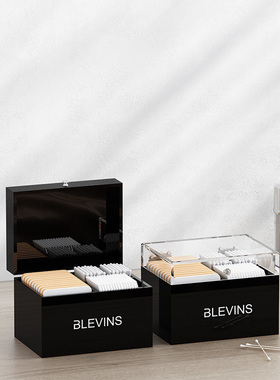 ins防尘透明多功能 棉签化妆棉欧式亚克力化妆品收纳盒小便携桌面