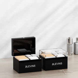 ins防尘透明多功能 亚克力化妆品收纳盒小便携桌面 棉签化妆棉欧式