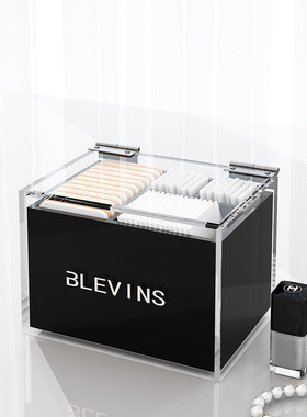 高档亚克力棉签化妆棉收纳盒便携盒子家用欧式多功能化妆盒简约