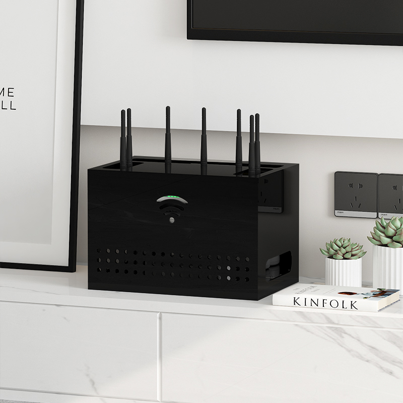客厅wifi无线路由器收纳盒轻奢免打孔光猫插排电线机顶盒放置架子