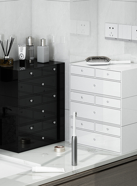 化妆品收纳盒抽屉式多层组合首饰梳妆台面膜盒子收纳盒收纳柜欧式