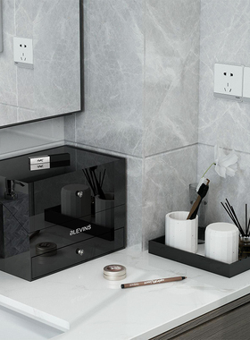 轻奢化妆品收纳盒 桌面防尘梳妆台置物架 台面护肤品化妆台整理架