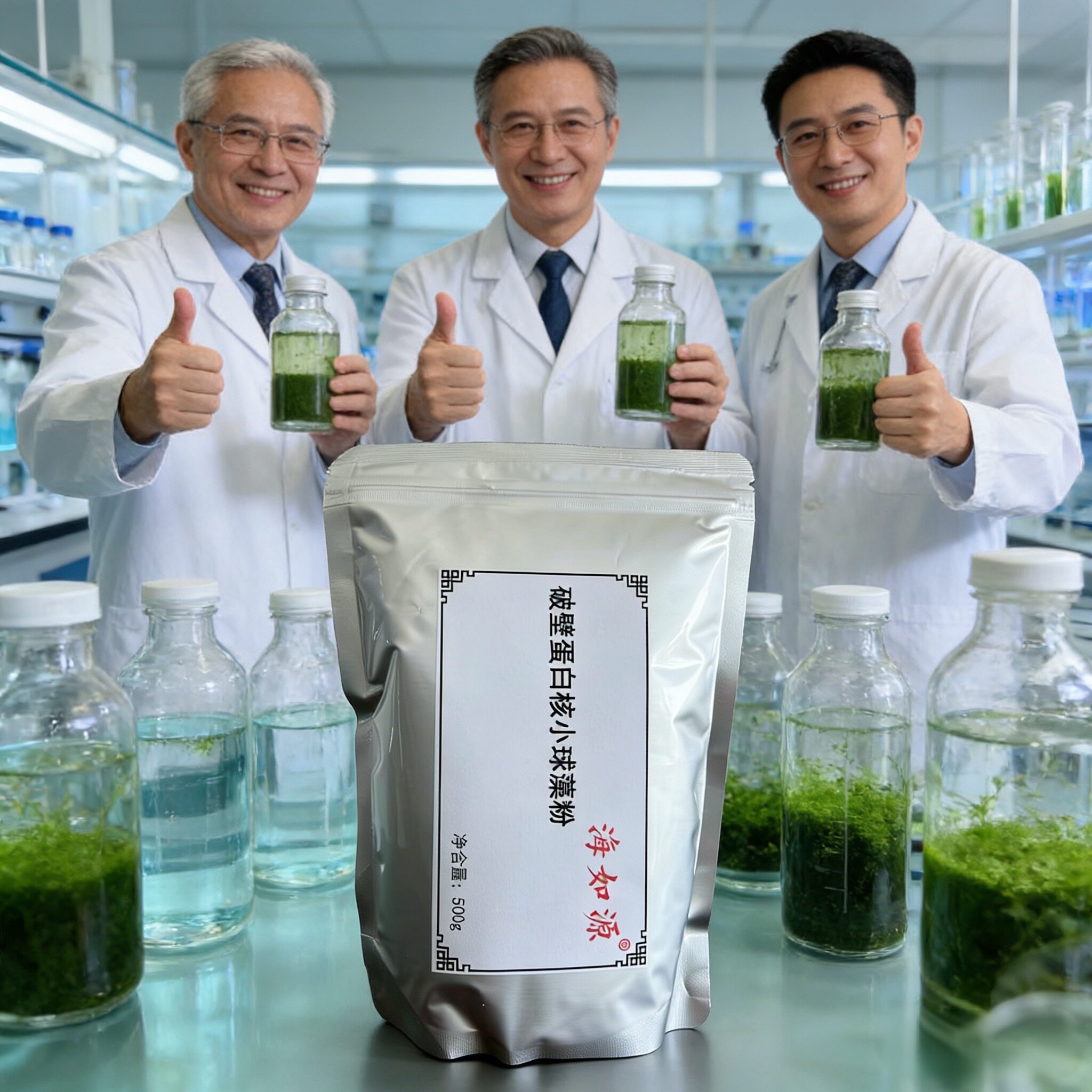 海如源破壁蛋白核小球藻粉500克/袋出口食品级绿藻粉含CGF因子