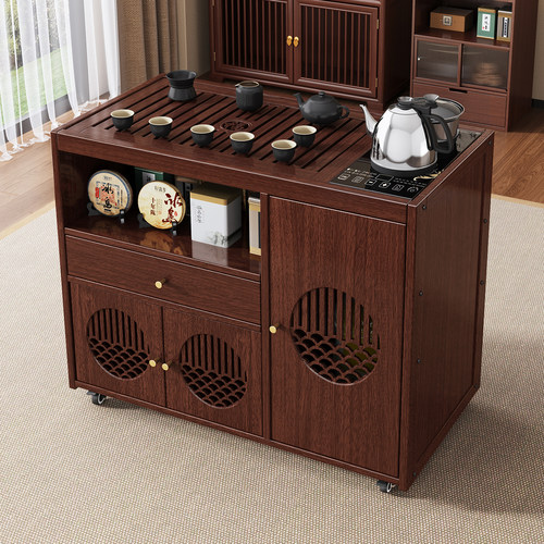 实木移动茶桌家用小茶台茶车烧水壶一体茶水柜茶边几功夫茶具收纳
