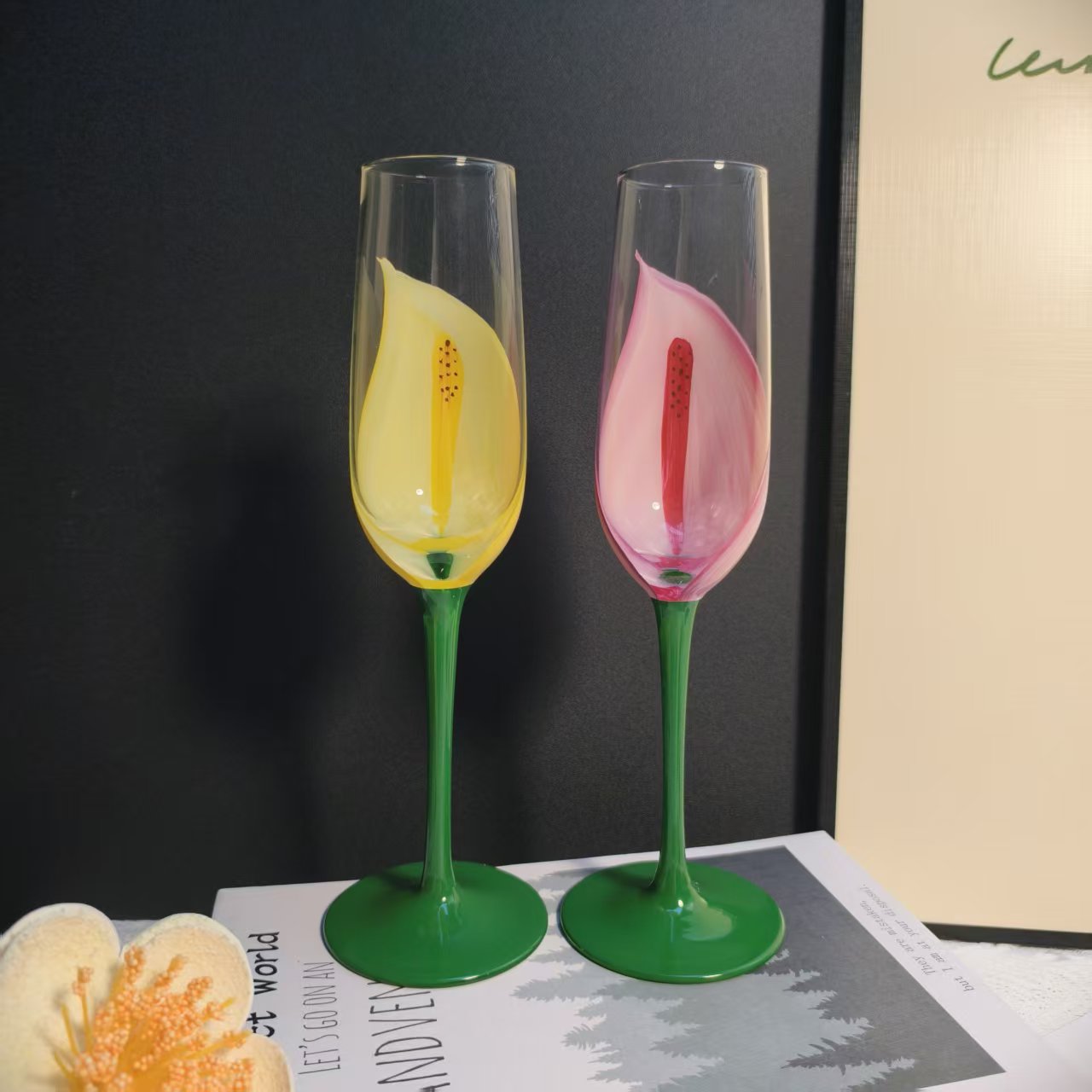 欧式彩绘水晶玻璃香槟杯