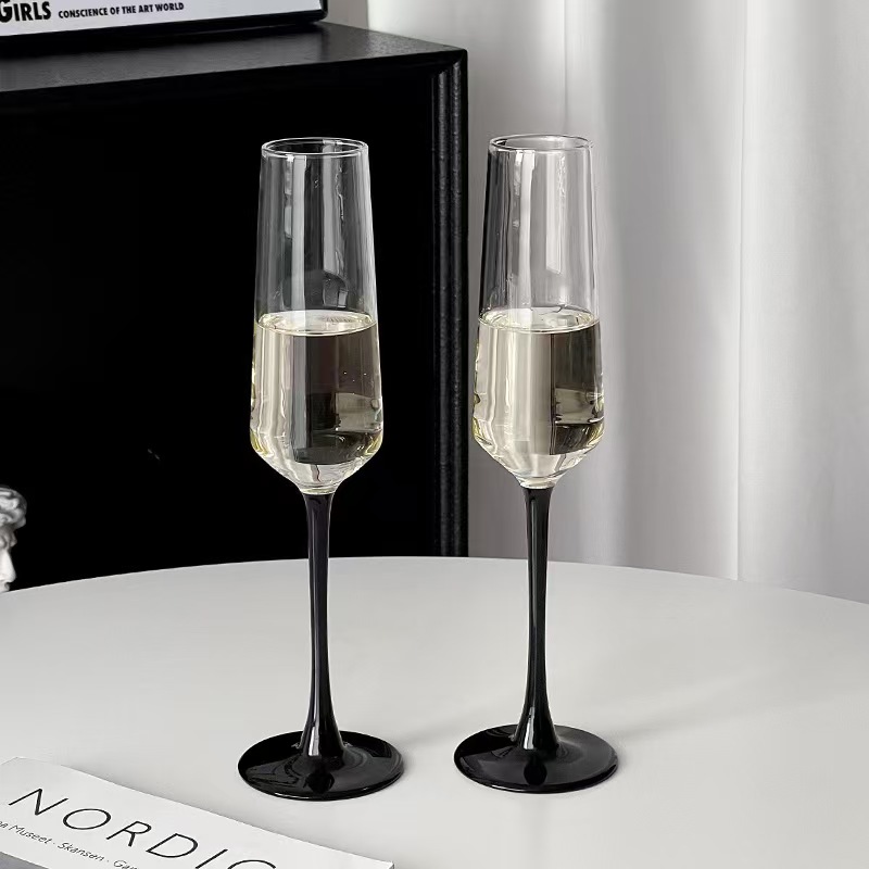 欧式黑杆香槟杯水晶玻璃红酒杯