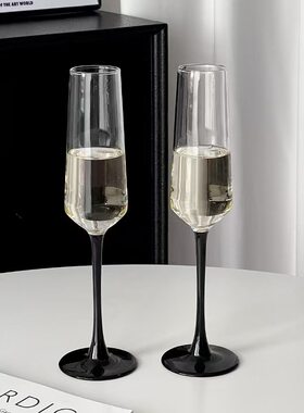 欧式黑杆香槟杯水晶玻璃红酒杯