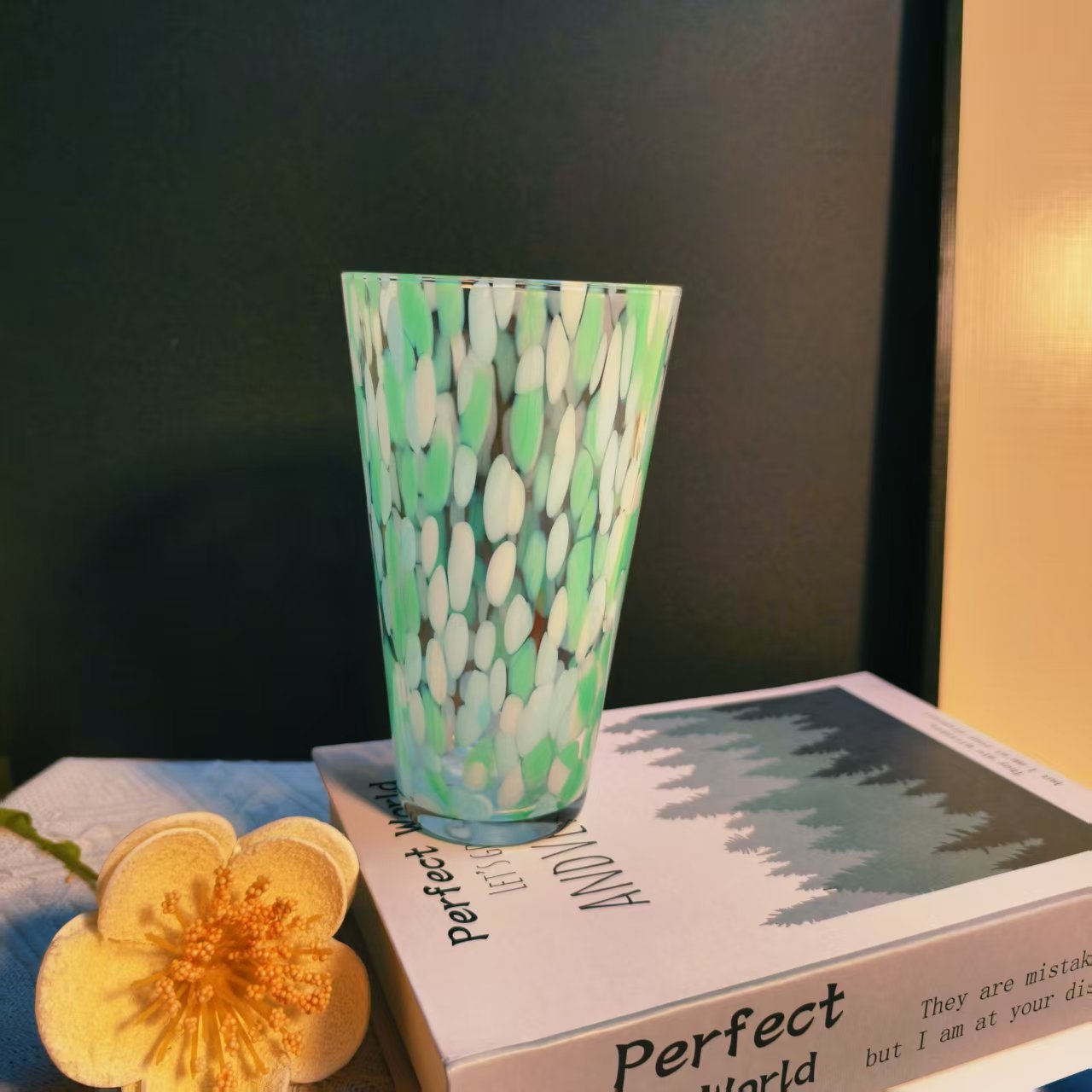 创意彩色波点玻璃杯高颜值