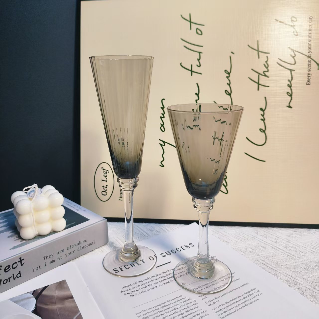 波西米亚条纹起泡酒高脚杯