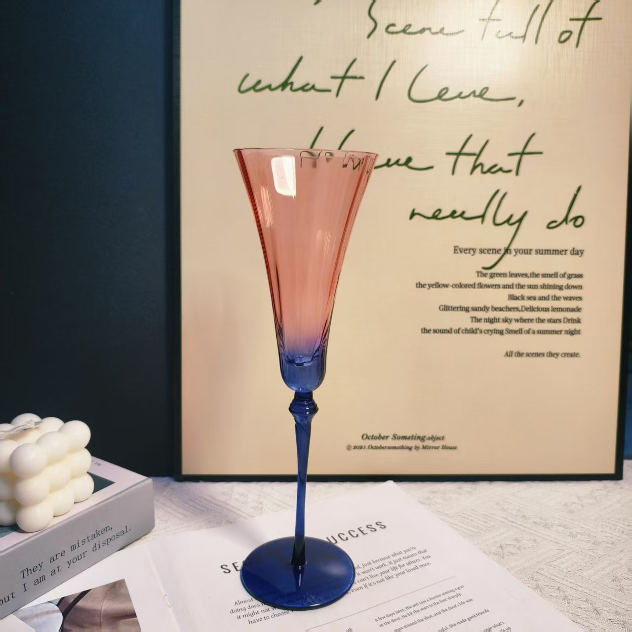 复古北欧风创意高脚香槟杯